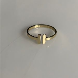Simple Double T Ring (gold plated brass)